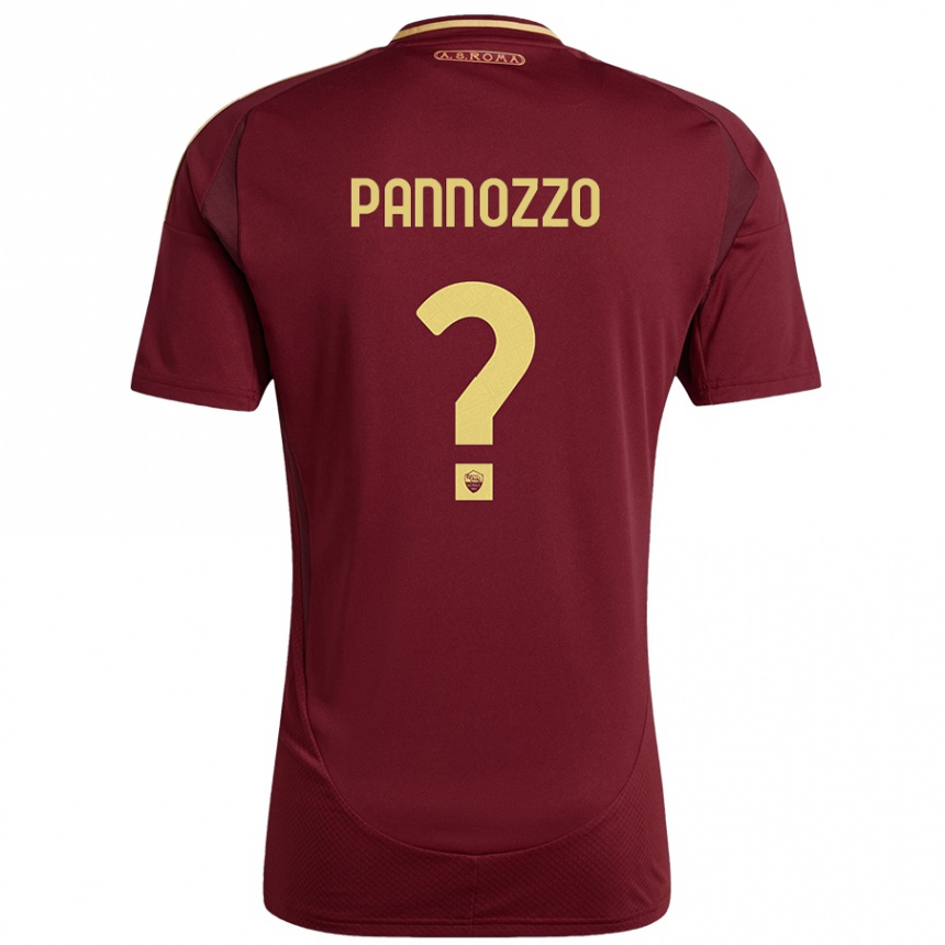 Niño Fútbol Camiseta Nicolò Pannozzo #0 Rojo Marrón Dorado 1ª Equipación 2024/25 México