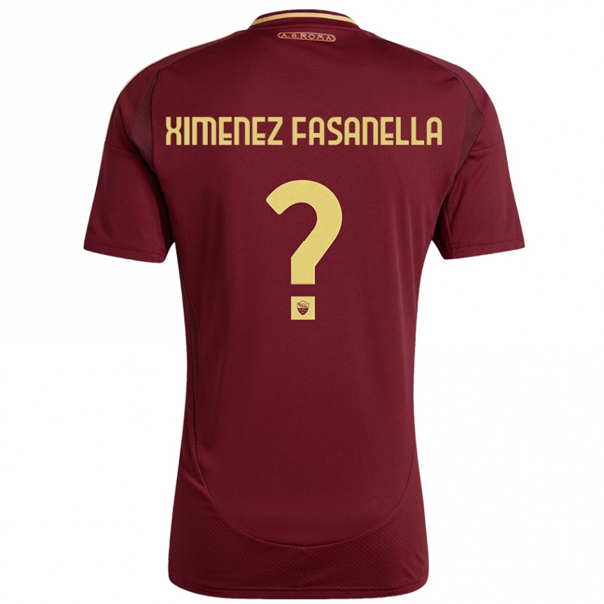 Niño Fútbol Camiseta Rafael Ximenez Fasanella #0 Rojo Marrón Dorado 1ª Equipación 2024/25 México