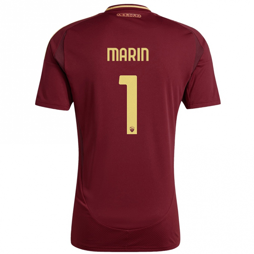 Niño Fútbol Camiseta Renato Marin #1 Rojo Marrón Dorado 1ª Equipación 2024/25 México