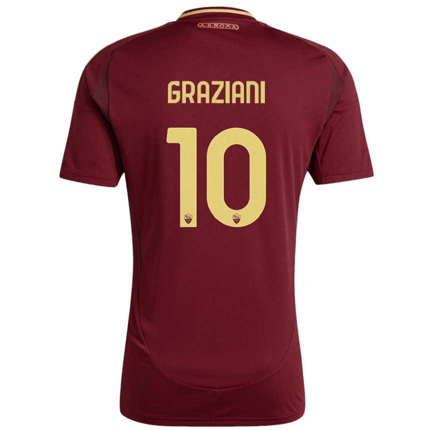 Niño Fútbol Camiseta Leonardo Graziani #10 Rojo Marrón Dorado 1ª Equipación 2024/25 México