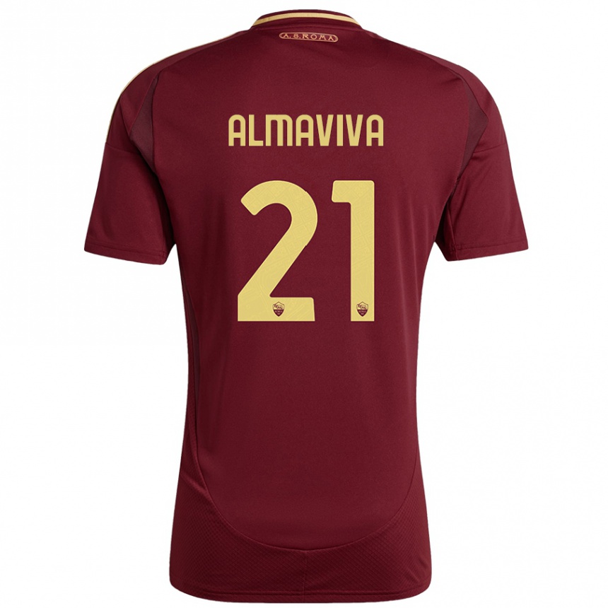 Niño Fútbol Camiseta Mattia Almaviva #21 Rojo Marrón Dorado 1ª Equipación 2024/25 México