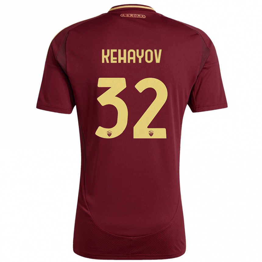 Niño Fútbol Camiseta Atanas Kehayov #32 Rojo Marrón Dorado 1ª Equipación 2024/25 México