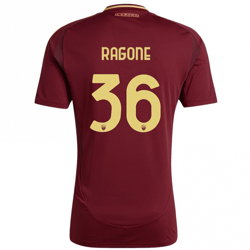 Niño Fútbol Camiseta Diego Ragone #36 Rojo Marrón Dorado 1ª Equipación 2024/25 México