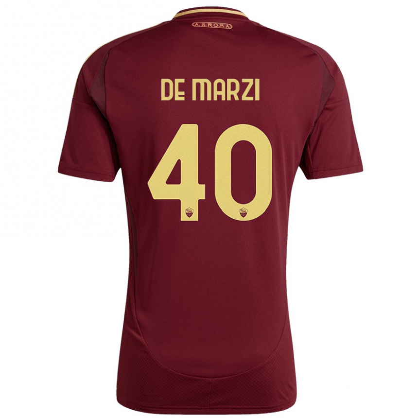 Niño Fútbol Camiseta Giorgio De Marzi #40 Rojo Marrón Dorado 1ª Equipación 2024/25 México