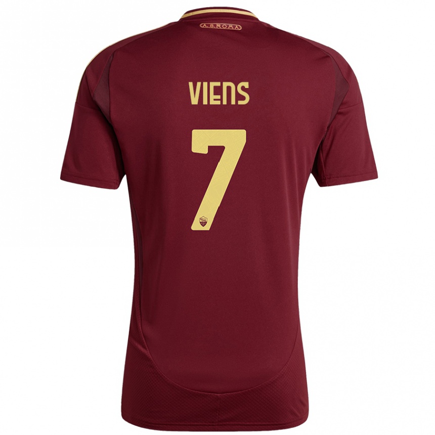 Niño Fútbol Camiseta Evelyne Viens #7 Rojo Marrón Dorado 1ª Equipación 2024/25 México