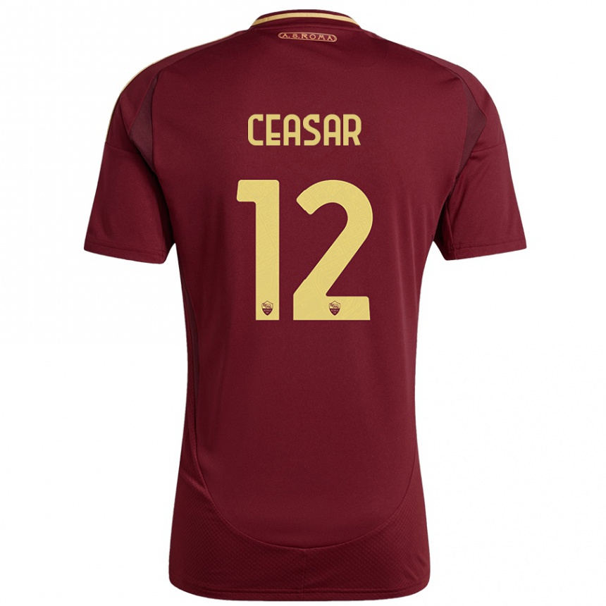 Niño Fútbol Camiseta Camelia Ceasar #12 Rojo Marrón Dorado 1ª Equipación 2024/25 México