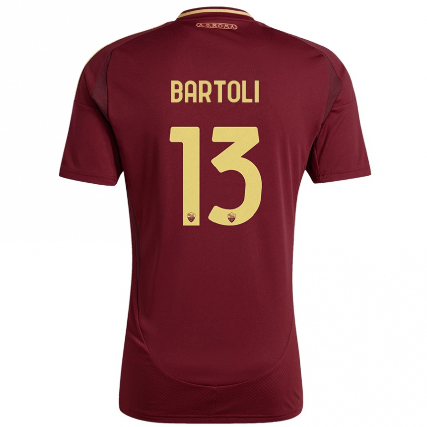 Niño Fútbol Camiseta Elisa Bartoli #13 Rojo Marrón Dorado 1ª Equipación 2024/25 México