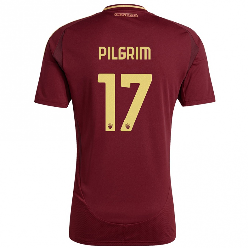 Niño Fútbol Camiseta Alayah Pilgrim #17 Rojo Marrón Dorado 1ª Equipación 2024/25 México