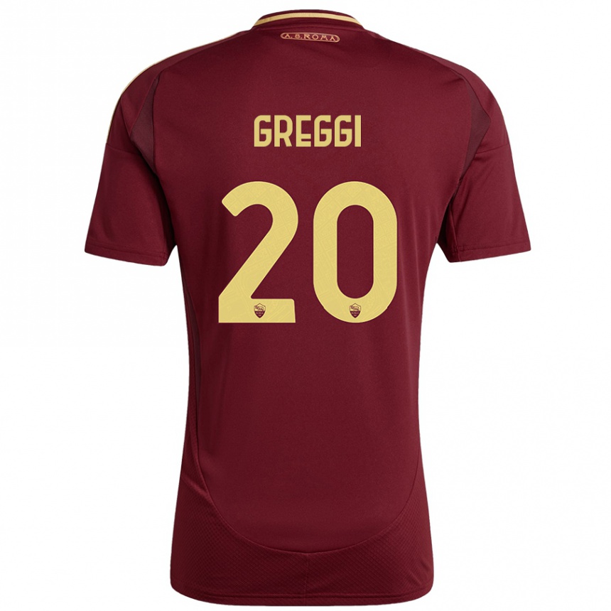 Niño Fútbol Camiseta Giada Greggi #20 Rojo Marrón Dorado 1ª Equipación 2024/25 México