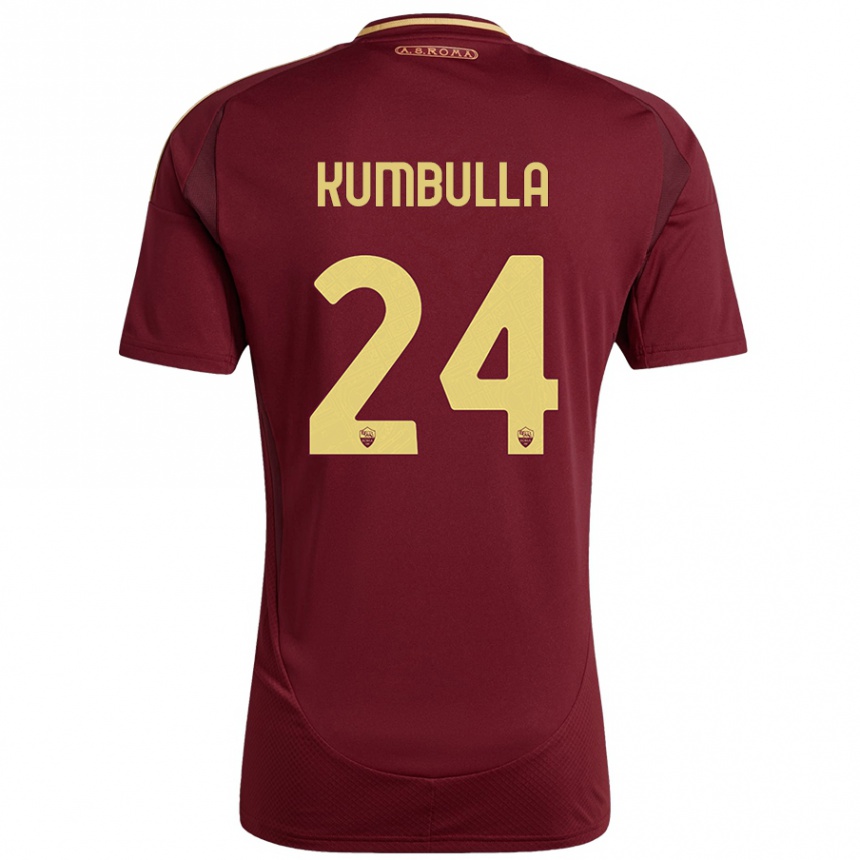 Niño Fútbol Camiseta Marash Kumbulla #24 Rojo Marrón Dorado 1ª Equipación 2024/25 México