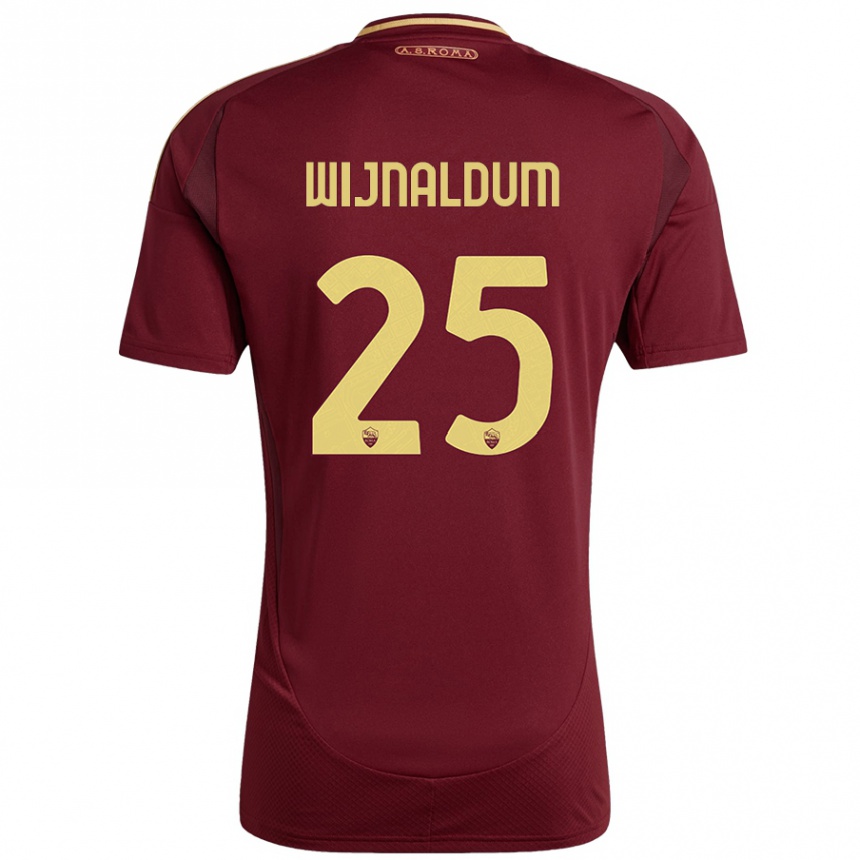 Niño Fútbol Camiseta Georginio Wijnaldum #25 Rojo Marrón Dorado 1ª Equipación 2024/25 México