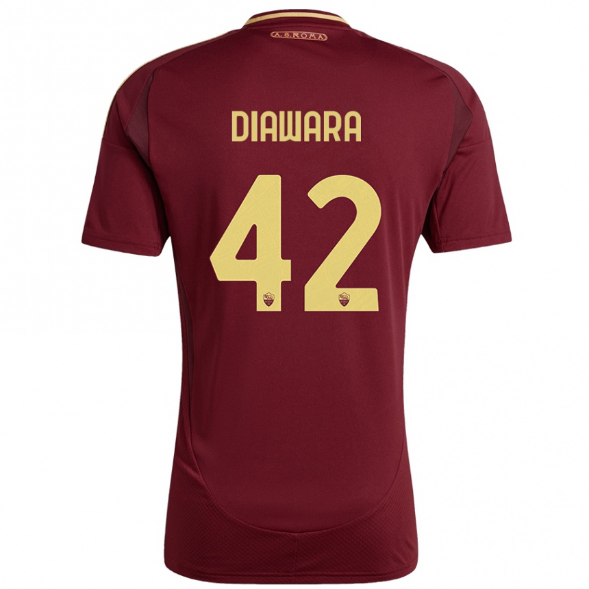 Niño Fútbol Camiseta Amadou Diawara #42 Rojo Marrón Dorado 1ª Equipación 2024/25 México