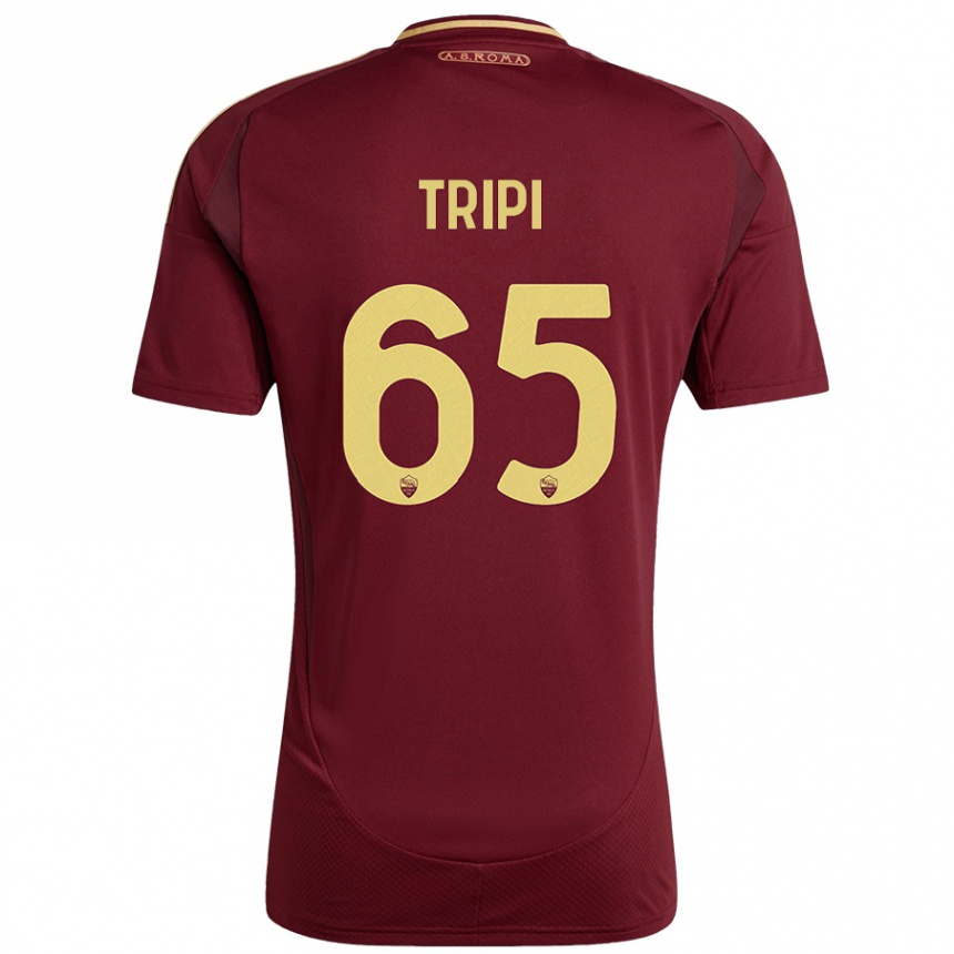 Niño Fútbol Camiseta Filippo Tripi #65 Rojo Marrón Dorado 1ª Equipación 2024/25 México