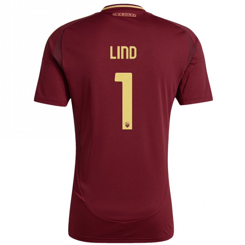 Niño Fútbol Camiseta Emma Lind #1 Rojo Marrón Dorado 1ª Equipación 2024/25 México