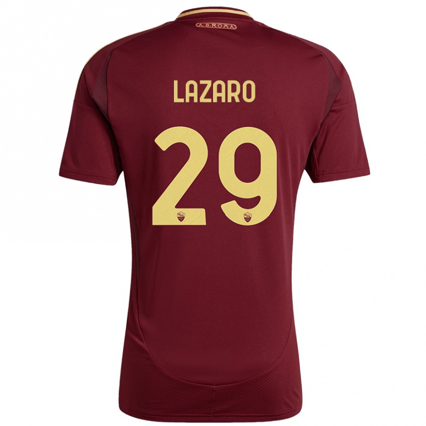 Niño Fútbol Camiseta Paloma Lazaro #29 Rojo Marrón Dorado 1ª Equipación 2024/25 México