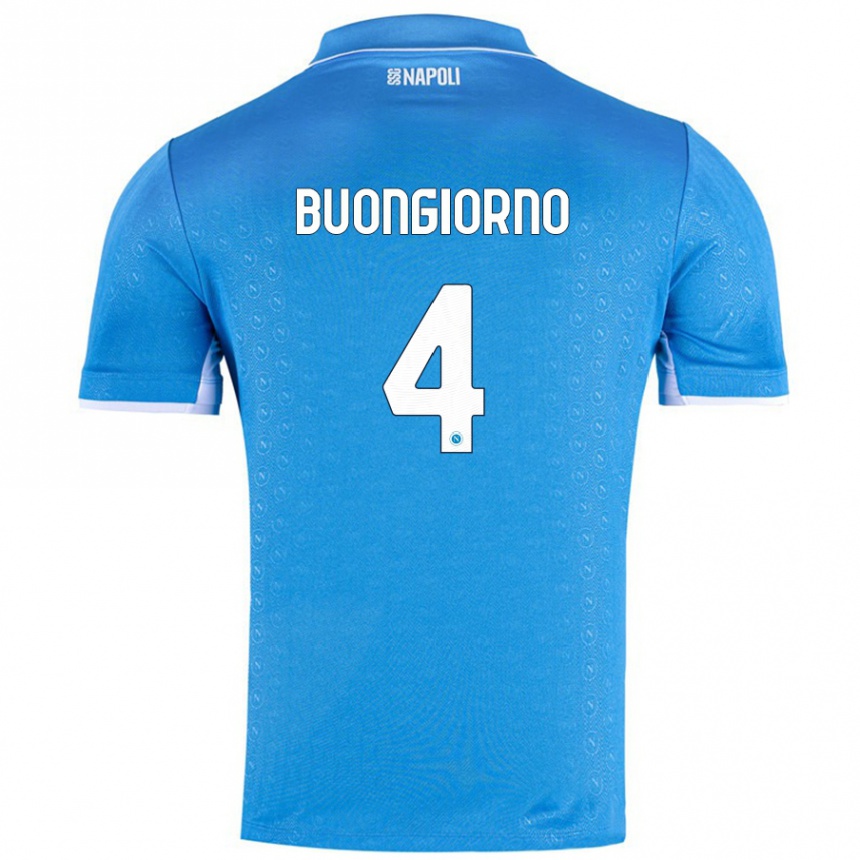 Niño Fútbol Camiseta Alessandro Buongiorno #4 Azul Cielo 1ª Equipación 2024/25 México