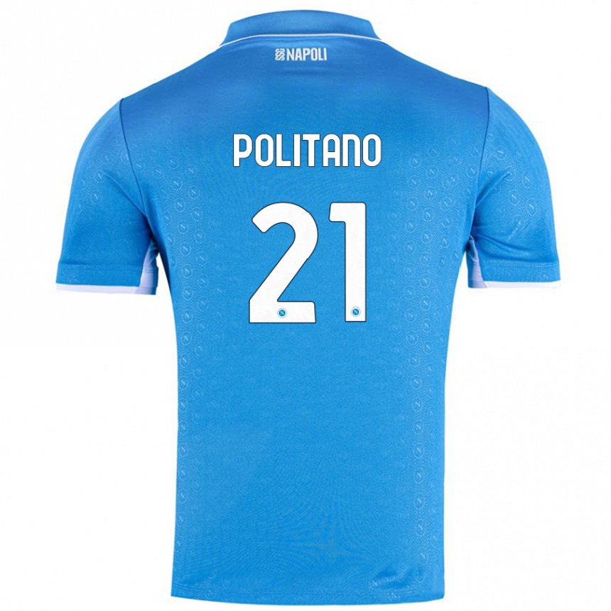 Niño Fútbol Camiseta Matteo Politano #21 Azul Cielo 1ª Equipación 2024/25 México