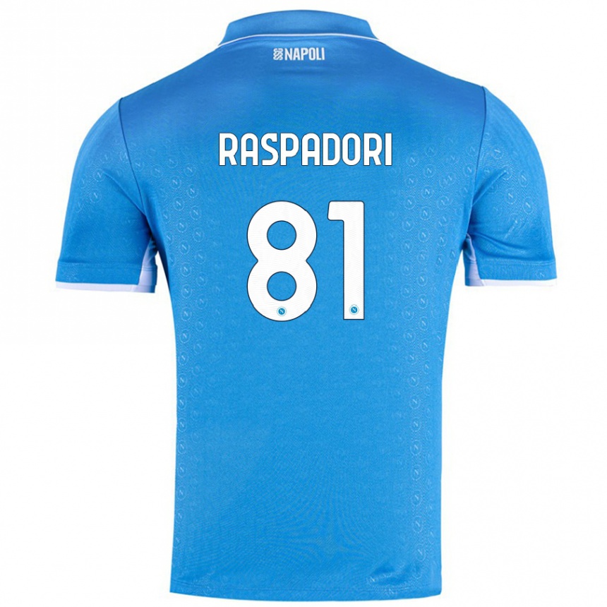 Niño Fútbol Camiseta Giacomo Raspadori #81 Azul Cielo 1ª Equipación 2024/25 México