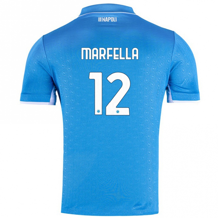 Niño Fútbol Camiseta Davide Marfella #12 Azul Cielo 1ª Equipación 2024/25 México