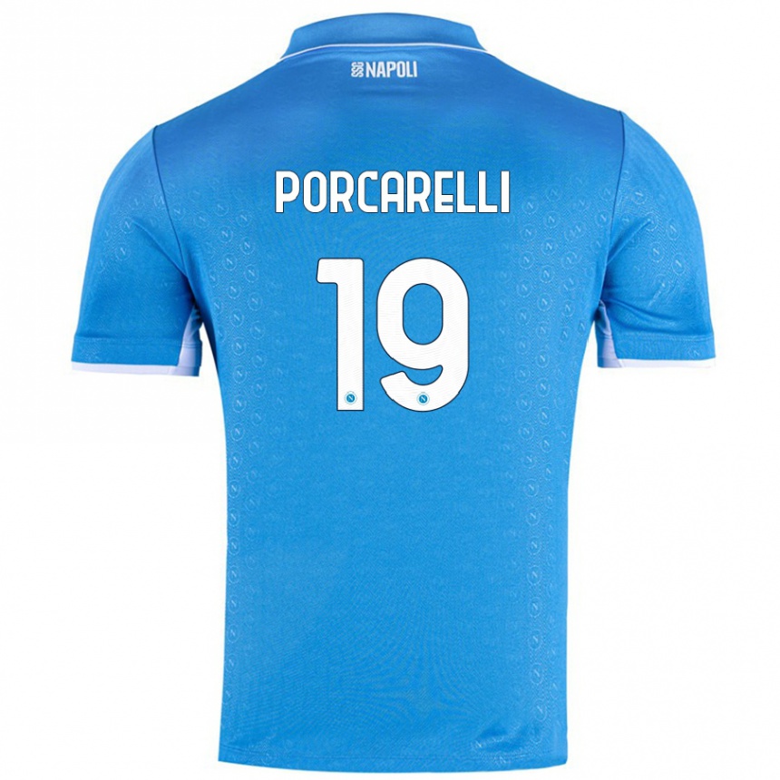 Niño Fútbol Camiseta Maddelena Porcarelli #19 Azul Cielo 1ª Equipación 2024/25 México