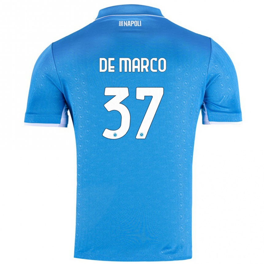 Niño Fútbol Camiseta Francesco De Marco #37 Azul Cielo 1ª Equipación 2024/25 México