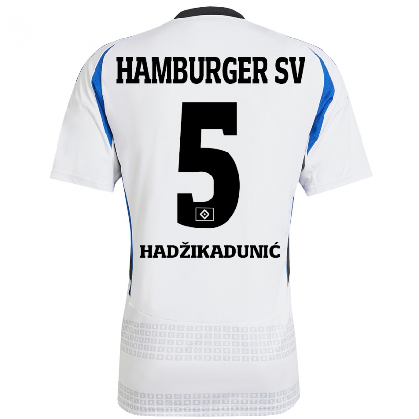 Niño Fútbol Camiseta Dennis Hadzikadunic #5 Blanco Azul 1ª Equipación 2024/25 México