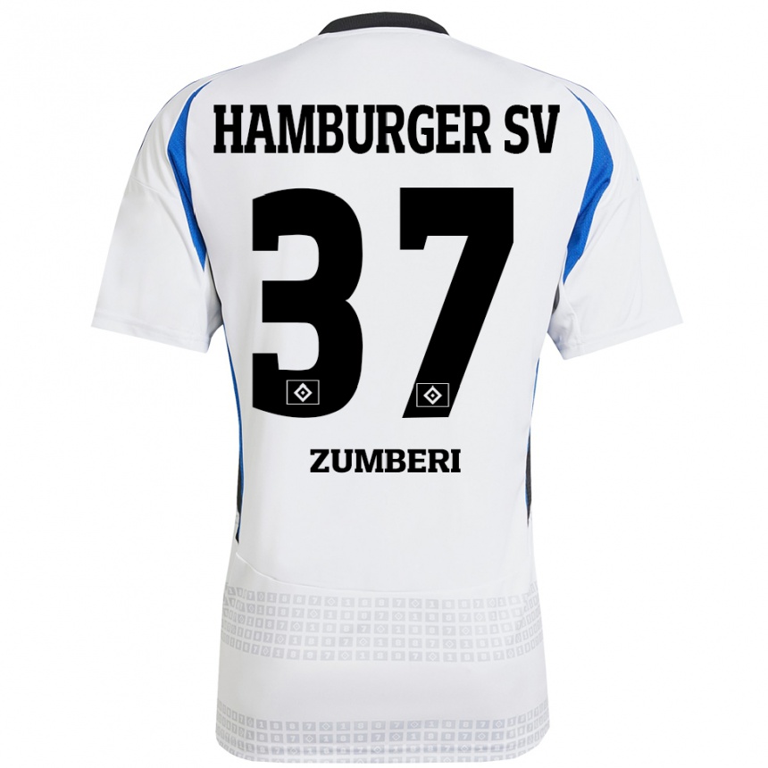 Niño Fútbol Camiseta Valon Zumberi #37 Blanco Azul 1ª Equipación 2024/25 México