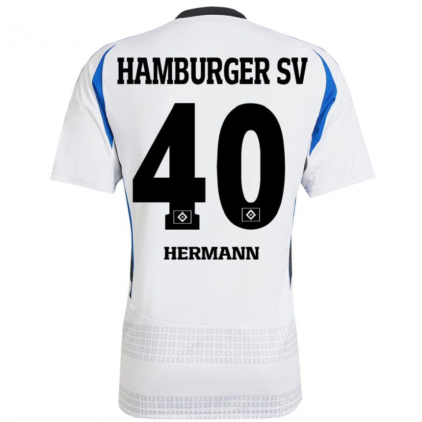 Niño Fútbol Camiseta Hannes Hermann #40 Blanco Azul 1ª Equipación 2024/25 México