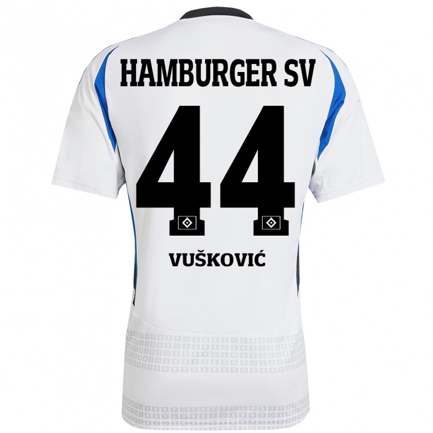 Niño Fútbol Camiseta Mario Vuskovic #44 Blanco Azul 1ª Equipación 2024/25 México