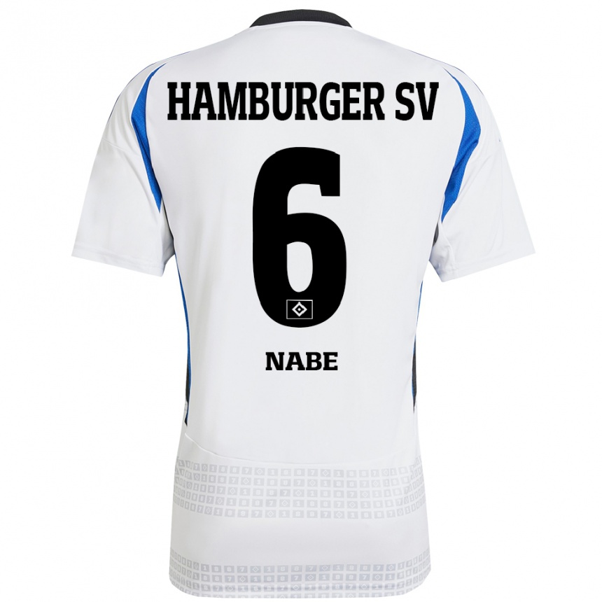 Niño Fútbol Camiseta Jamal Nabe #6 Blanco Azul 1ª Equipación 2024/25 México