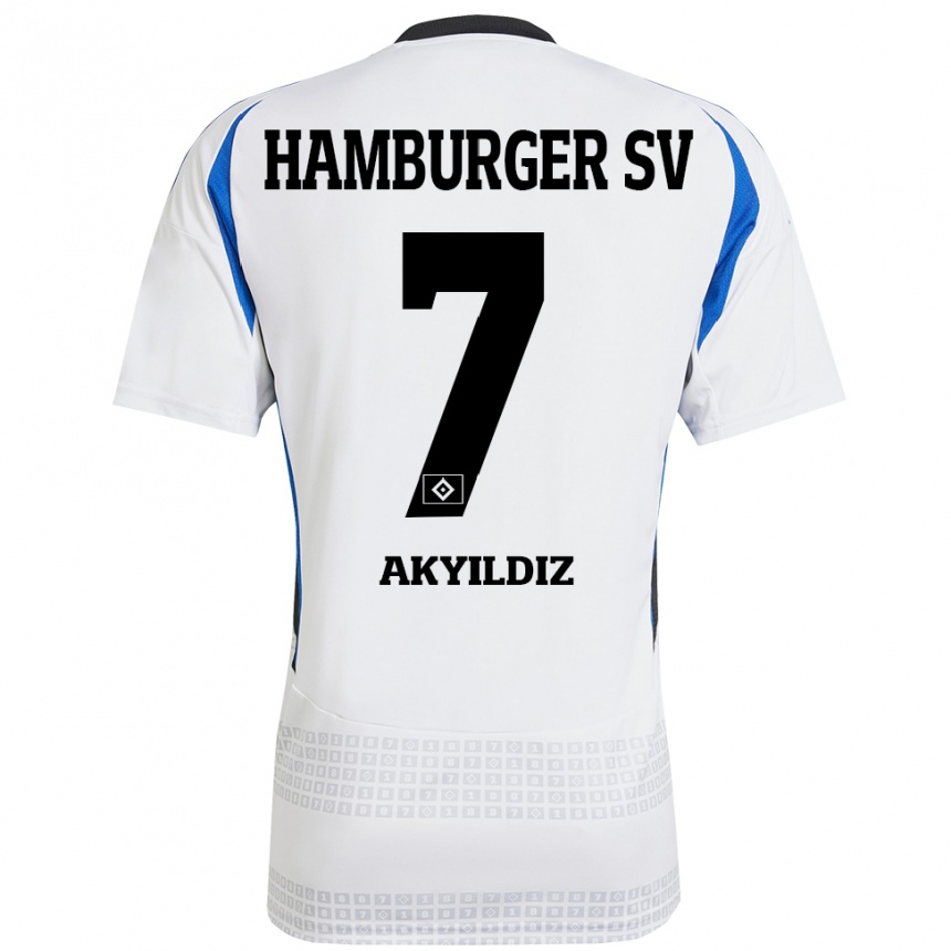 Niño Fútbol Camiseta Liam Akyildiz #7 Blanco Azul 1ª Equipación 2024/25 México