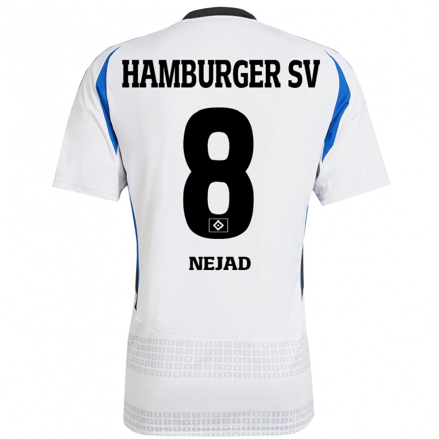 Niño Fútbol Camiseta Milad Nejad #8 Blanco Azul 1ª Equipación 2024/25 México