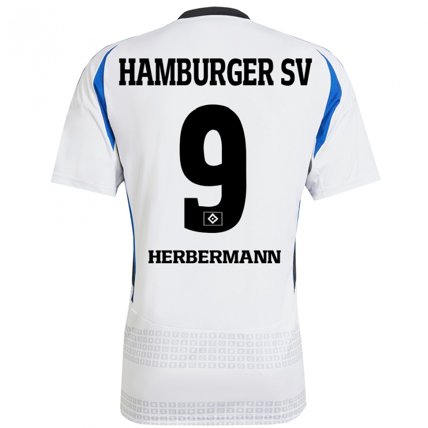 Niño Fútbol Camiseta Kevin Herbermann #9 Blanco Azul 1ª Equipación 2024/25 México