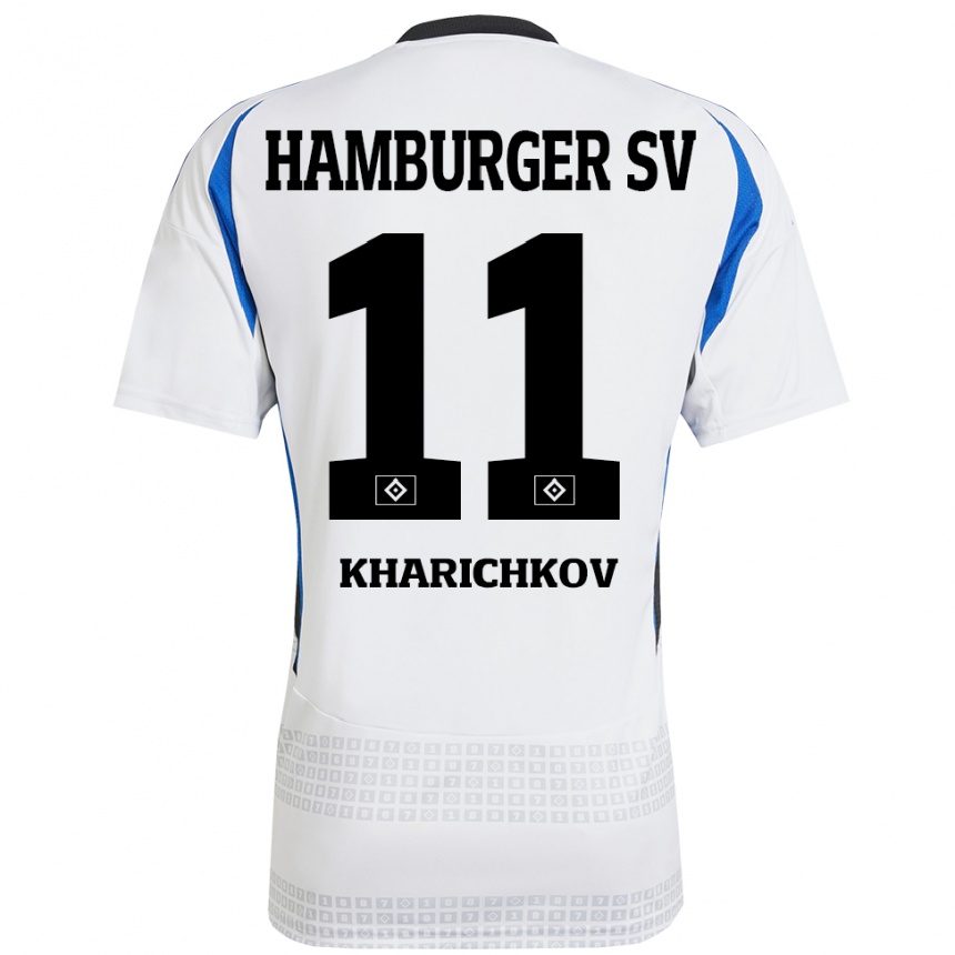 Niño Fútbol Camiseta Valentyn Kharichkov #11 Blanco Azul 1ª Equipación 2024/25 México