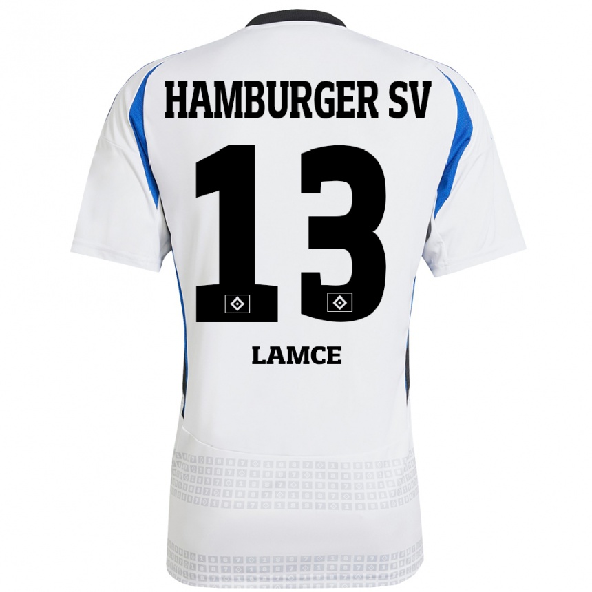 Niño Fútbol Camiseta Benjamin Lamce #13 Blanco Azul 1ª Equipación 2024/25 México