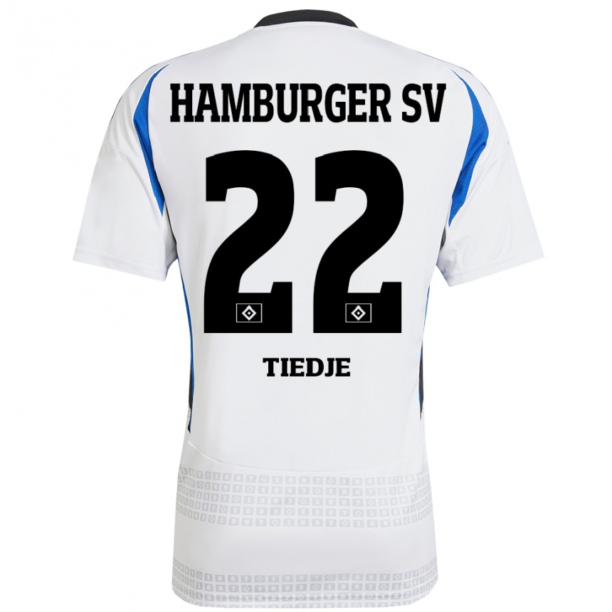 Niño Fútbol Camiseta Patrick Tiedje #22 Blanco Azul 1ª Equipación 2024/25 México