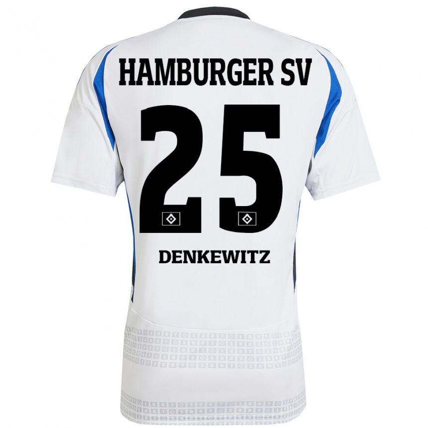 Niño Fútbol Camiseta Nick Denkewitz #25 Blanco Azul 1ª Equipación 2024/25 México