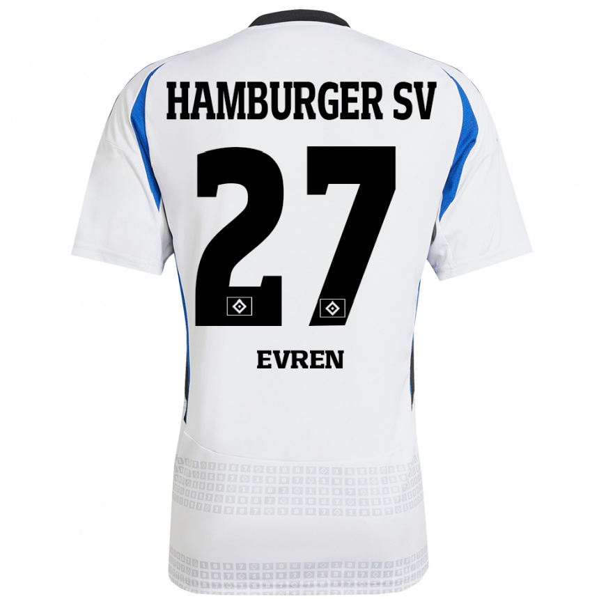 Niño Fútbol Camiseta Batuhan Evren #27 Blanco Azul 1ª Equipación 2024/25 México