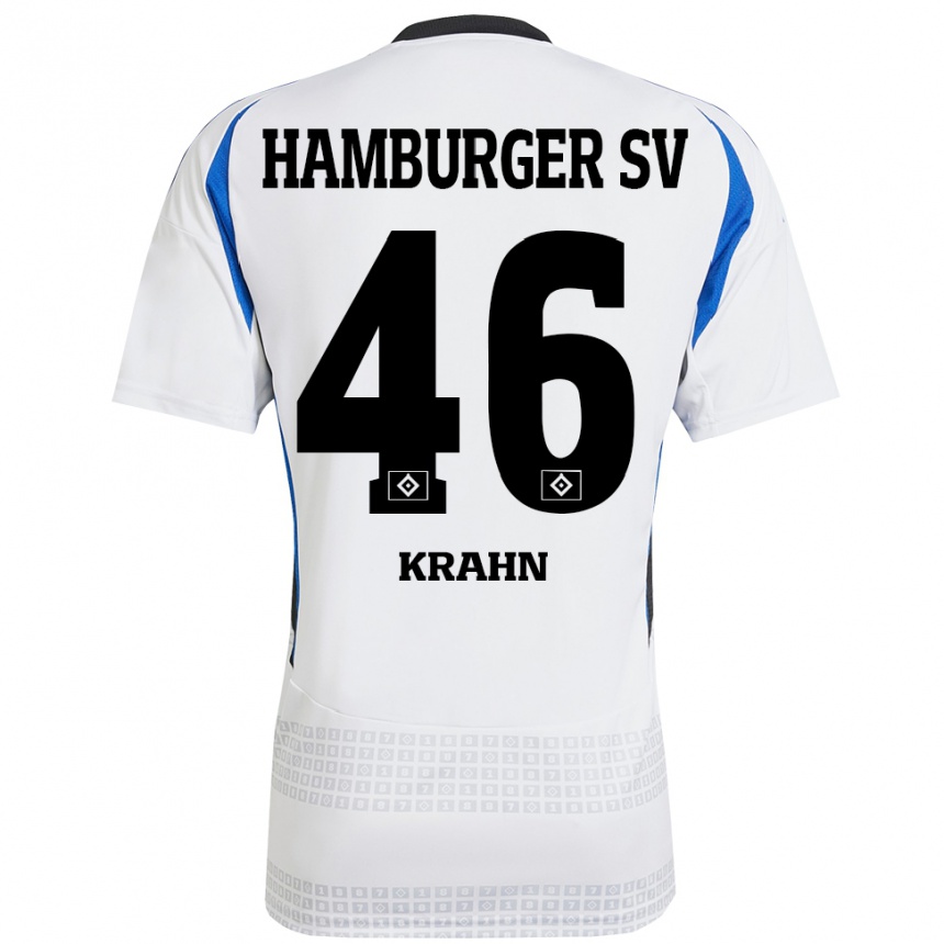 Niño Fútbol Camiseta Elijah Krahn #46 Blanco Azul 1ª Equipación 2024/25 México