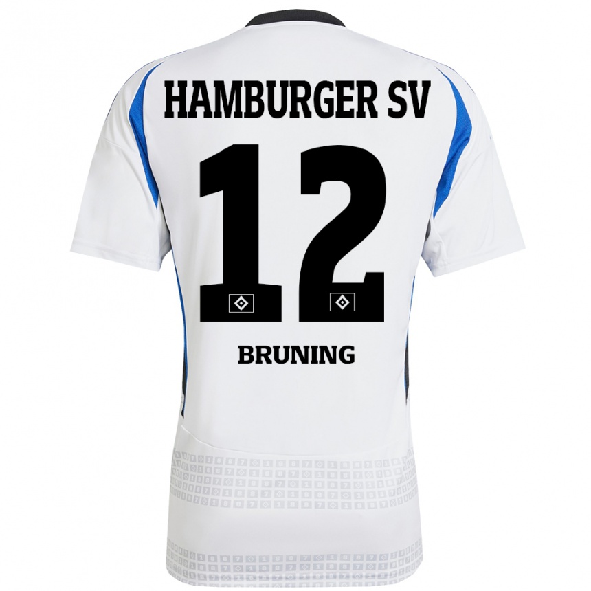 Niño Fútbol Camiseta Malte Brüning #12 Blanco Azul 1ª Equipación 2024/25 México