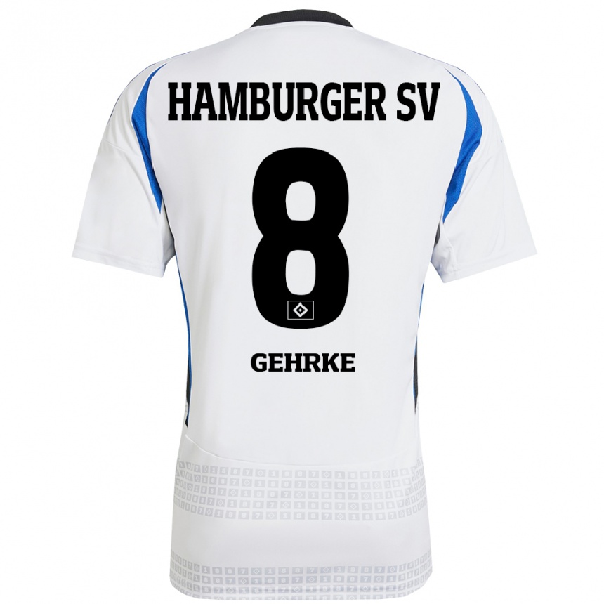 Niño Fútbol Camiseta Stefan Gehrke #8 Blanco Azul 1ª Equipación 2024/25 México