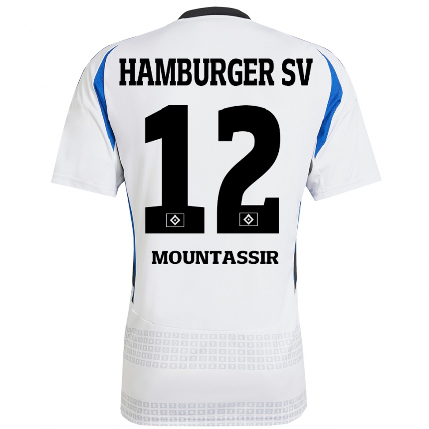 Niño Fútbol Camiseta Youssef Mountassir #12 Blanco Azul 1ª Equipación 2024/25 México