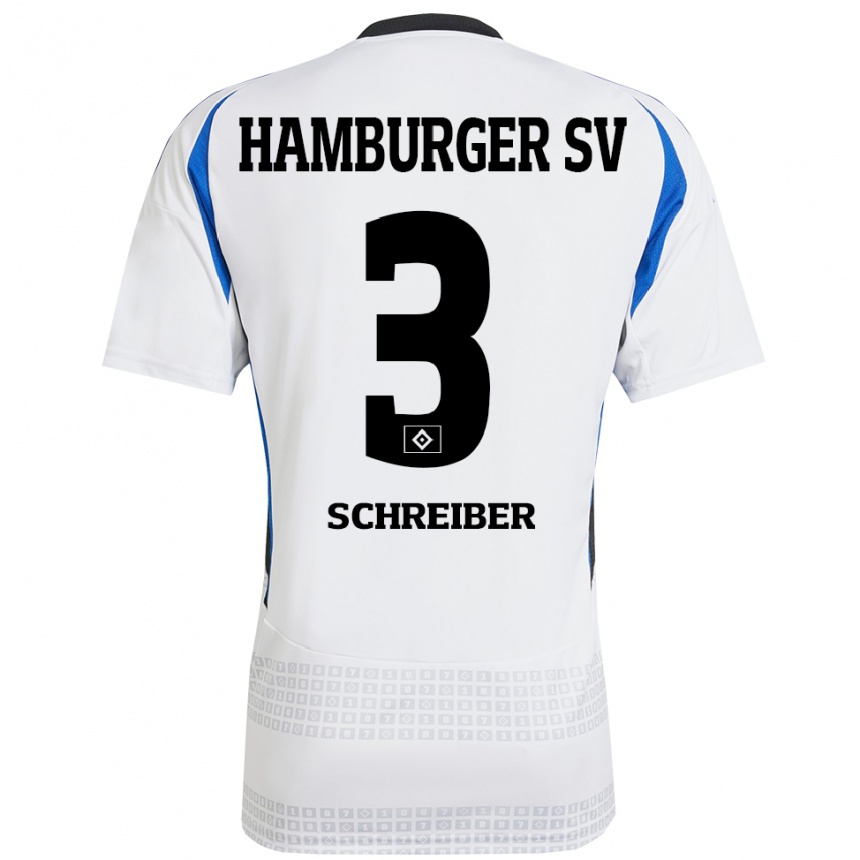 Niño Fútbol Camiseta David Schreiber #3 Blanco Azul 1ª Equipación 2024/25 México