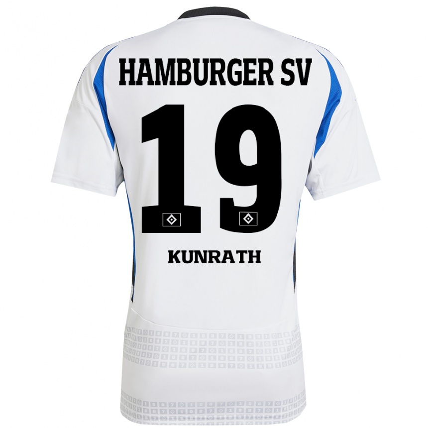 Niño Fútbol Camiseta Lina Kunrath #19 Blanco Azul 1ª Equipación 2024/25 México