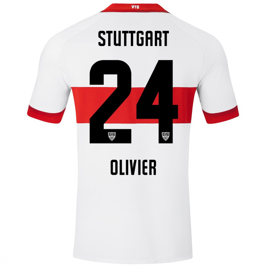 Niño Fútbol Camiseta Christopher Olivier #24 Blanco Rojo 1ª Equipación 2024/25 México