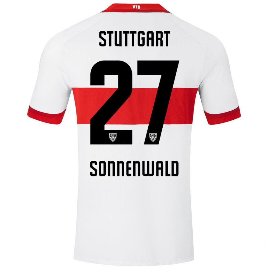 Niño Fútbol Camiseta Lukas Sonnenwald #27 Blanco Rojo 1ª Equipación 2024/25 México