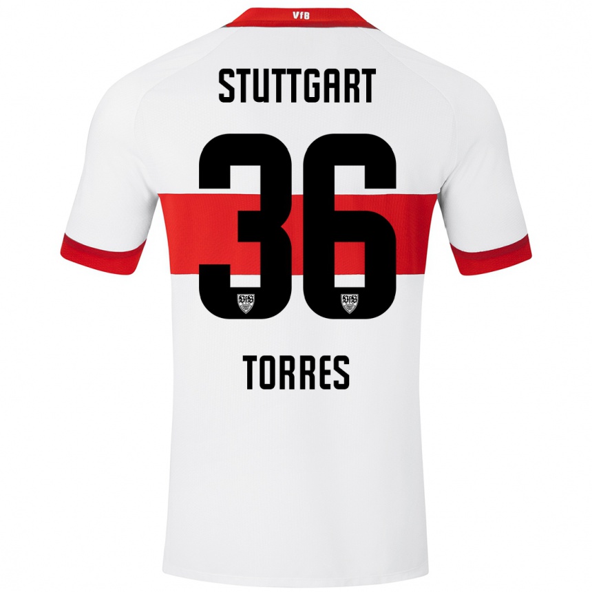 Niño Fútbol Camiseta Yohann Torres #36 Blanco Rojo 1ª Equipación 2024/25 México