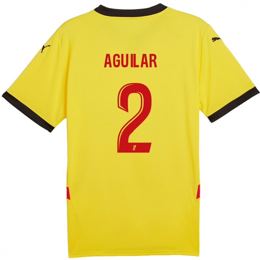 Niño Fútbol Camiseta Ruben Aguilar #2 Amarillo Rojo 1ª Equipación 2024/25 México