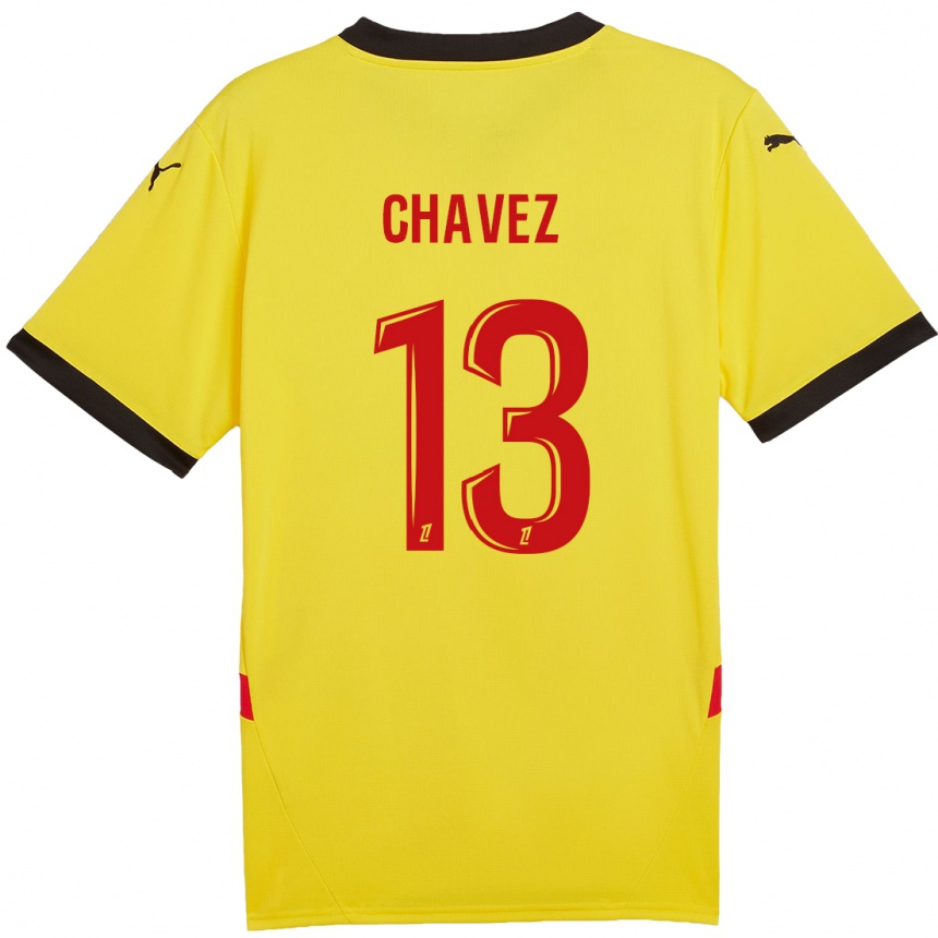 Niño Fútbol Camiseta Jhoanner Chávez #13 Amarillo Rojo 1ª Equipación 2024/25 México