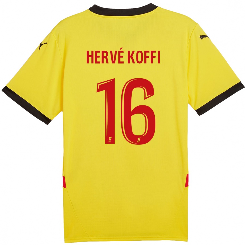 Niño Fútbol Camiseta Hervé Koffi #16 Amarillo Rojo 1ª Equipación 2024/25 México